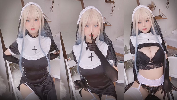 黑色的女仆美女很想包她回家.